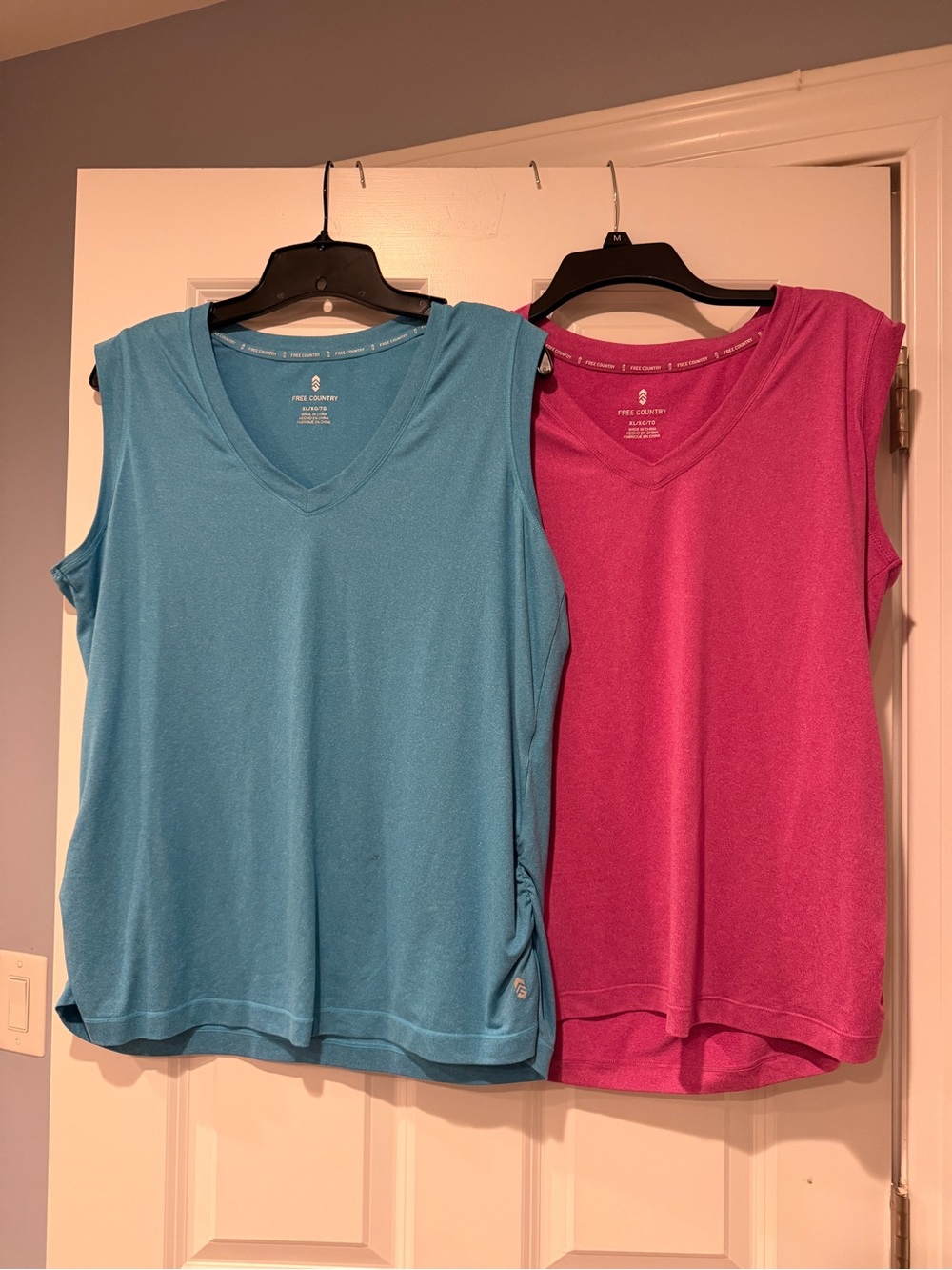 Bundle of 2 | Free Country Women's V-Neck Sleeveless Active Top - Blue & Pink